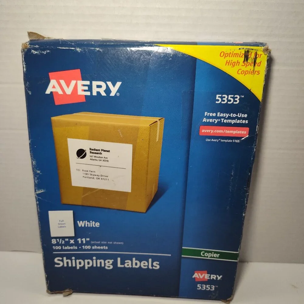 Avery Full Sheet Shipping Labels 8-1/2